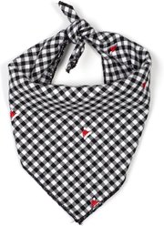 The Worthy Dog Check Santa Hats Machine-Washable Dog Bandana, Black/White, Small