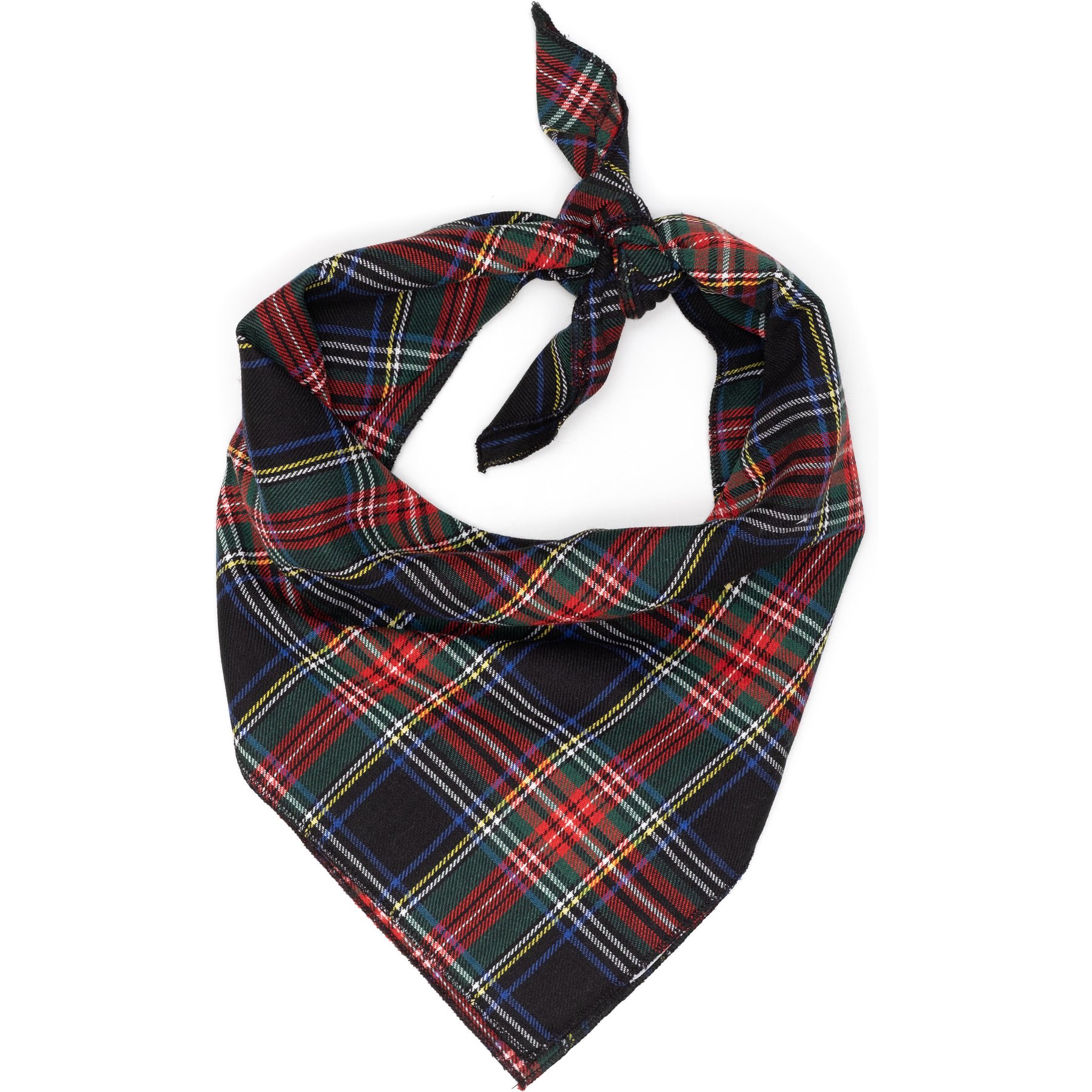 The Worthy Dog Stewart Machine-Washable Dog Bandana, Black Multicolor, Large