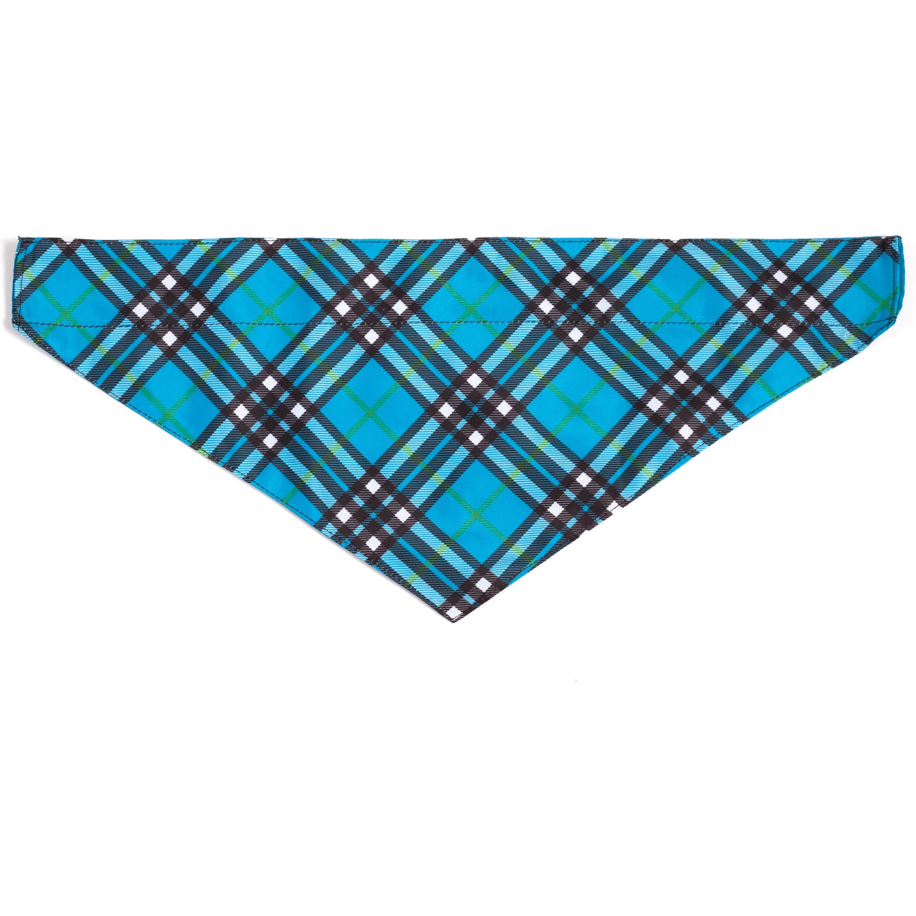 The Worthy Dog Bias Plaid Dog Bandana, Blue, Small