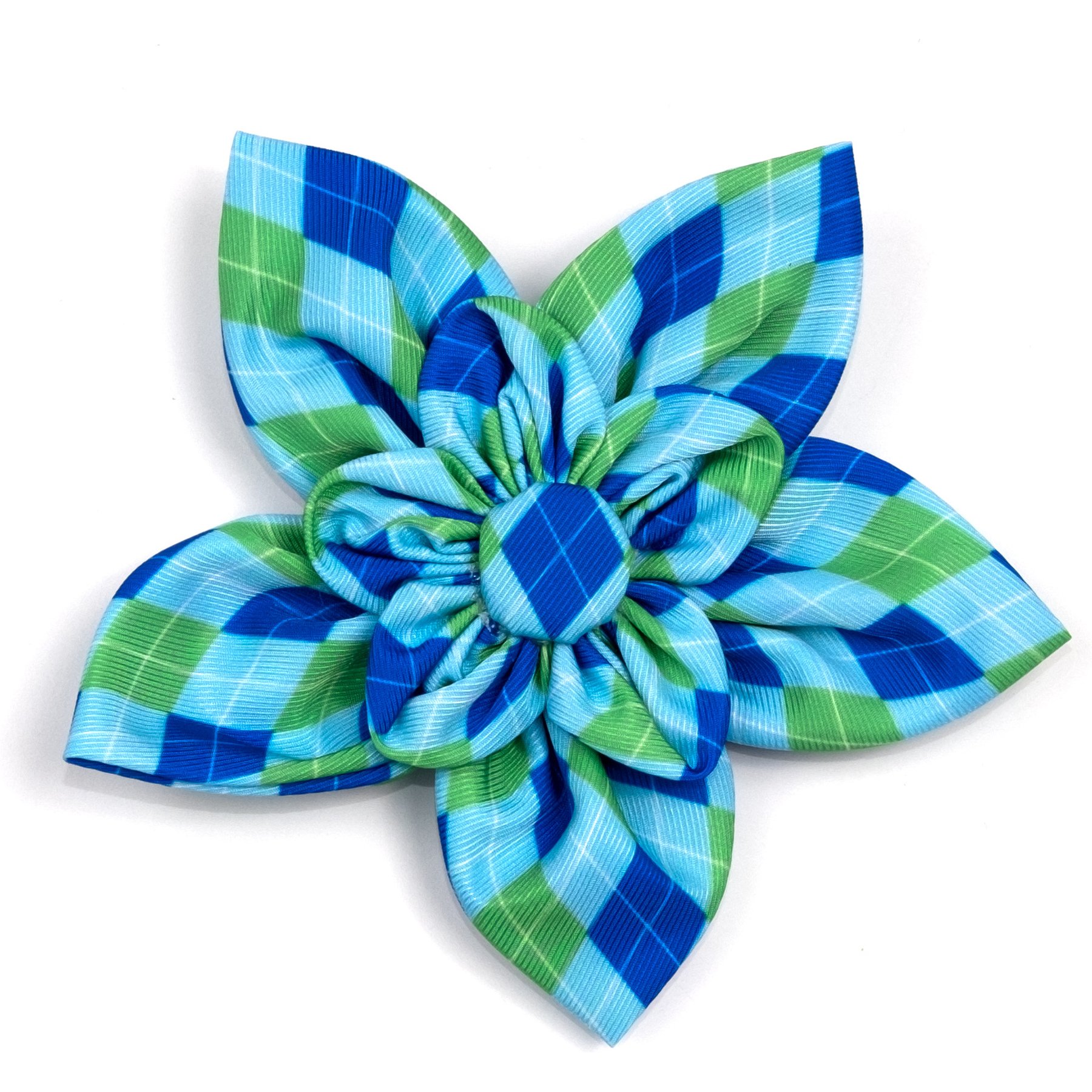 The Worthy Dog Preppy Argyle Flower Girl Dog Collar Accessory, Blue, Small
