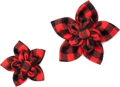 The Worthy Dog Buffalo Plaid Flower Girl Dog Collar Accessory, Red, Small slide 2 of 3