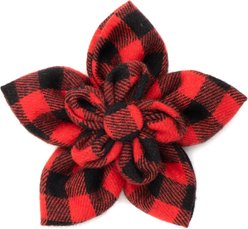 The Worthy Dog Buffalo Plaid Flower Girl Dog Collar Accessory, Red, Small