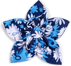 The Worthy Dog Flower Power Girl Dog Collar Accessory, Navy, Small