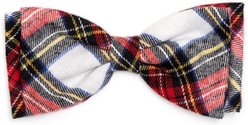The Worthy Dog Stewart Tartan Plaid Boy Dog Bow Tie, Red/White, Small
