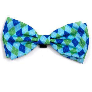 The Worthy Dog Preppy Argyle Boy Dog Bow Tie, Blue, Small