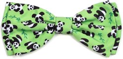 The Worthy Dog Pandas Boy Dog Bow Tie, Green, Large