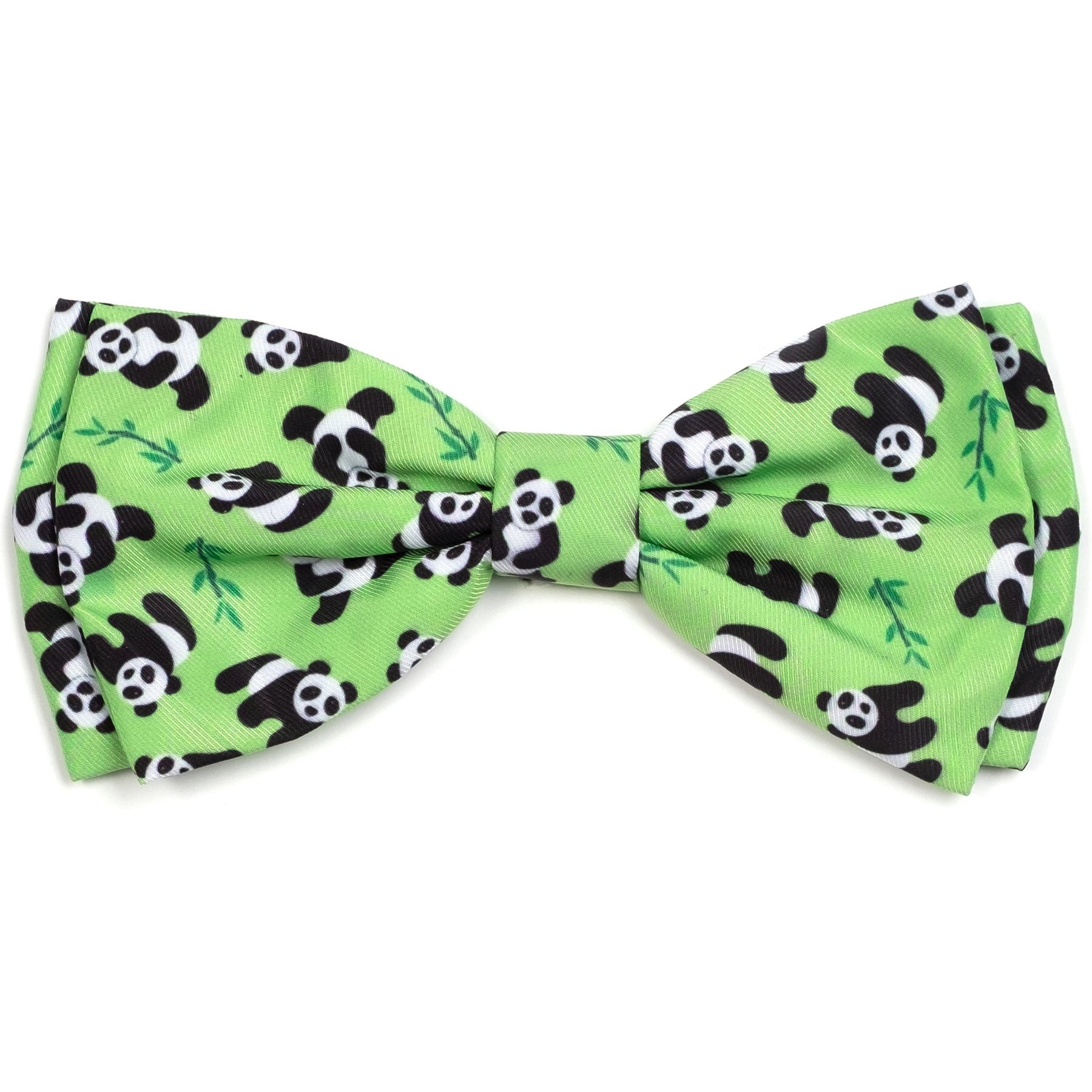 The Worthy Dog Pandas Boy Dog Bow Tie, Green, Large
