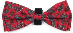 The Worthy Dog Paisley Boy Dog Bow Tie, Red, Large