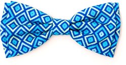 The Worthy Dog Graphic Diamond Boy Dog Bow Tie, Blue, Small
