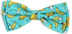 The Worthy Dog Go Bananas Boy Dog Bow Tie, Teal, Small