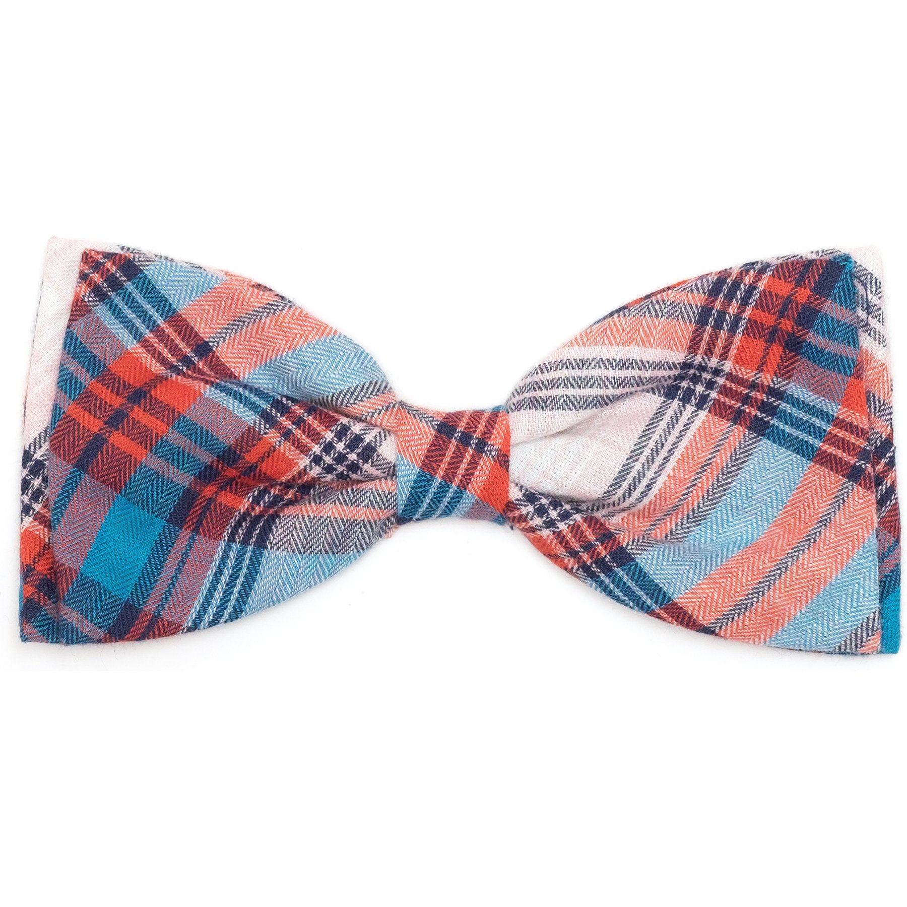 The Worthy Dog Cornflower Plaid Boy Dog Bow Tie, Blue/Red, Small
