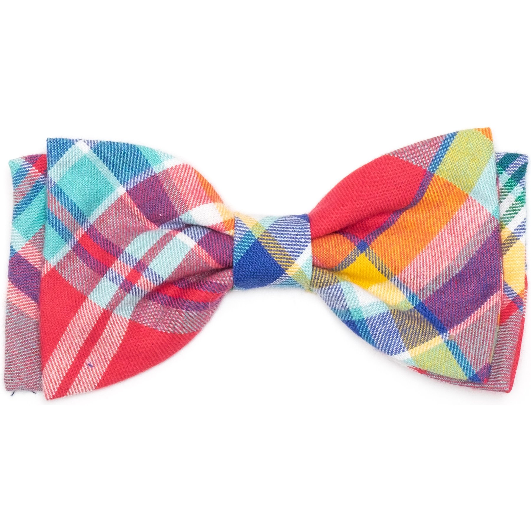 The Worthy Dog Plaid Boy Dog Bow Tie, Coral Multicolor, Small