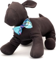 The Worthy Dog Plaid Boy Dog Bow Tie, Aqua/Navy, Large slide 2 of 3