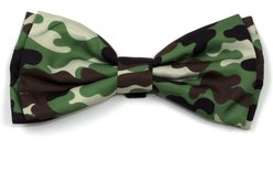 The Worthy Dog Camo Boy Dog Bow Tie, Brown, Small