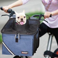 BARKBAY Foldable Front-carrier Dog Bicycle Basket, Classic Blue