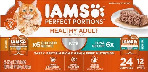 Iams Perfect Portions Healthy Adult Chicken & Tuna Variety Pack Grain-Free Pate Wet Cat Food
