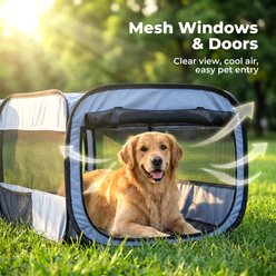 EighteenTek 2 Mesh Room Portable Pop Up Dog Playpen, Grey, Large slide 2 of 7
