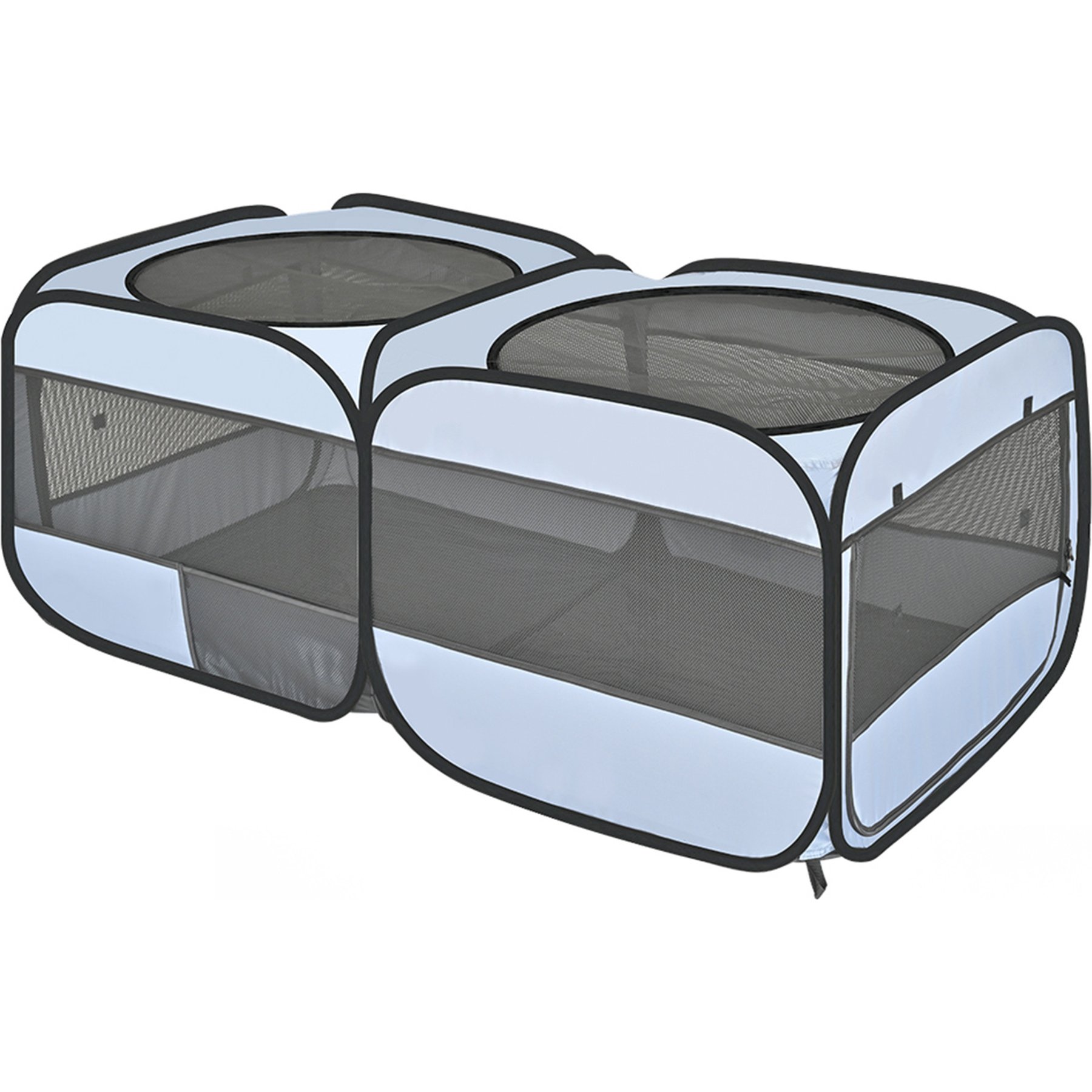 EighteenTek 2 Mesh Room Portable Pop Up Dog Playpen, Grey, Large