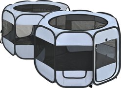 EighteenTek 2 Mesh Room Pop Up Portable Dog Playpen, Grey, Large