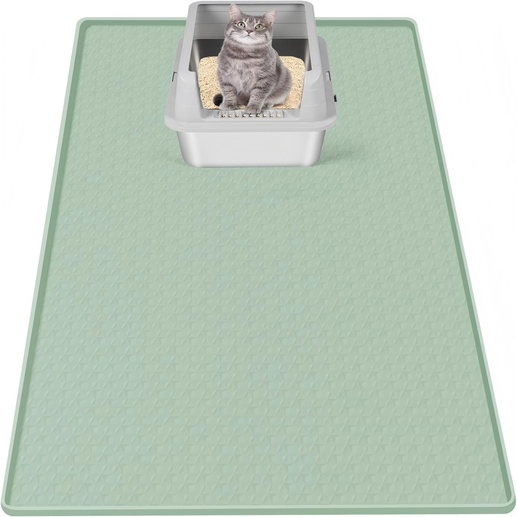 Bartuke Silicone Cat Litter Box Mat, X-Large: 51 x 25.6-in, Green