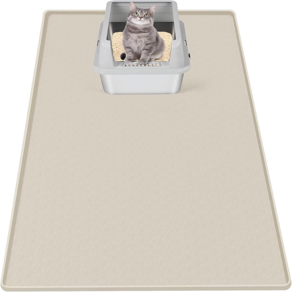 Bartuke Silicone Cat Litter Box Mat, X-Large: 51 x 25.6-in, Beige