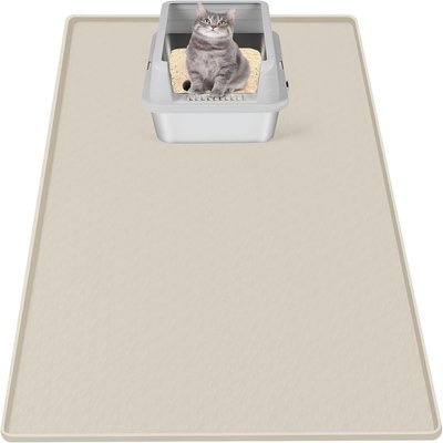 Bartuke Bartuke Silicone Cat Litter Box Mat, X-Large: 51 x 25.6-in, Beige