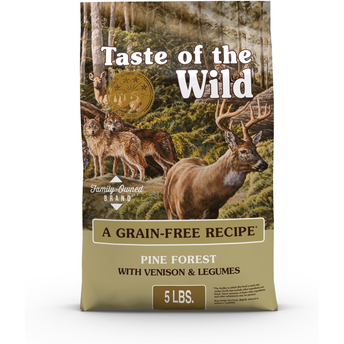 Taste of the Wild Pine Forest Venison & Legumes All Life Stages Grain-Free Recipe Dry Dog Food, 5-lb bag