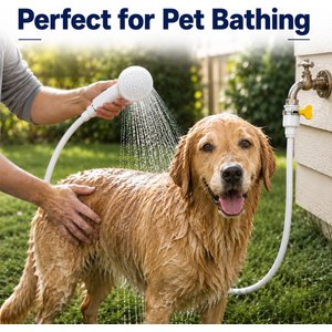 Pawward Sink & Bathtub Faucet Sprayer Attachment with Hose for Dog & Cat Shower, White, 6.6-ft