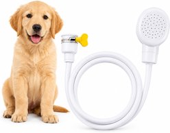 Pawward Sink & Bathtub Faucet Sprayer Attachment with Hose for Dog & Cat Shower, White, 6.6-ft