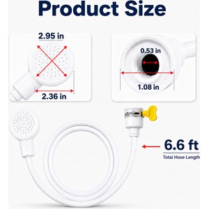 Pawward Sink & Bathtub Faucet Sprayer Attachment with Hose for Dog & Cat Shower, White, 6.6-ft