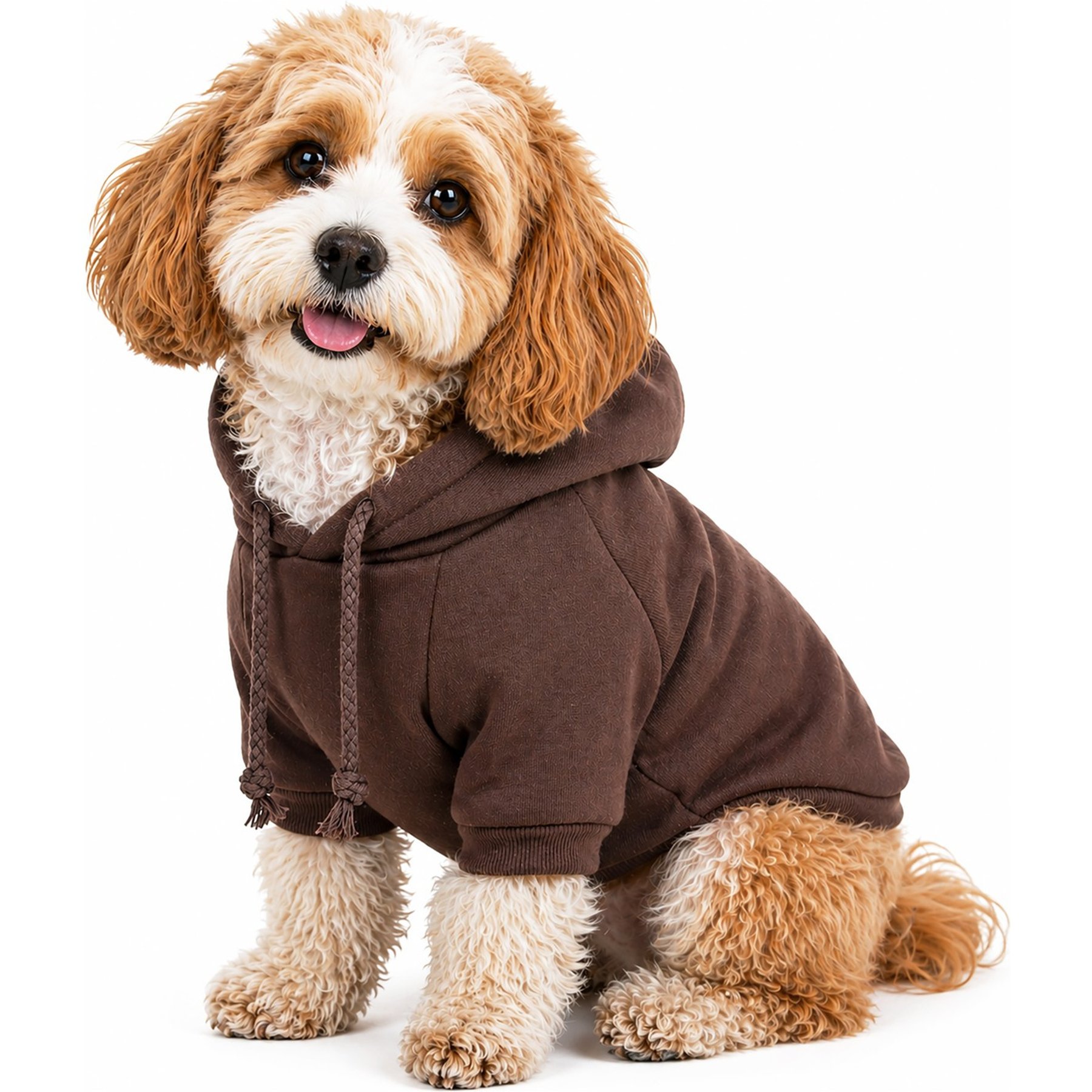 Pet Life Fashion Plush Cotton Hooded Dog Sweater, Medium, Brown