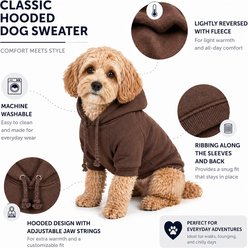 Pet Life Fashion Plush Cotton Hooded Dog Sweater, Brown, Large slide 2 of 9
