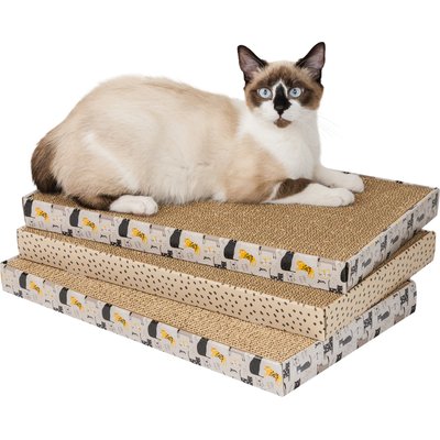 Kitty City Kitty City Cat Print Scratcher Cat Toy with Catnip, Tan, X-Large, 3 count