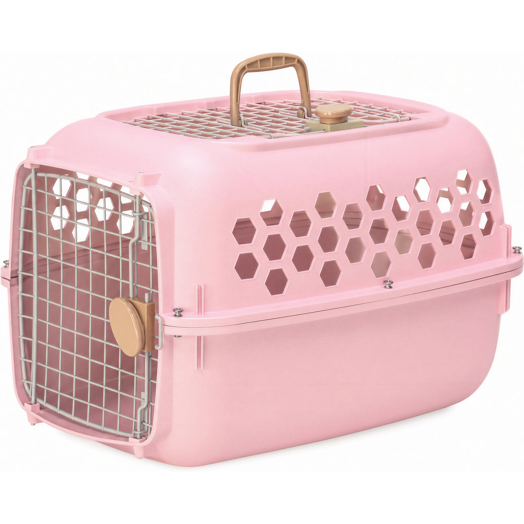 SportPet Designs Top Load Dog & Cat Travel Kennel, Dusty Blush Pink, 24-in