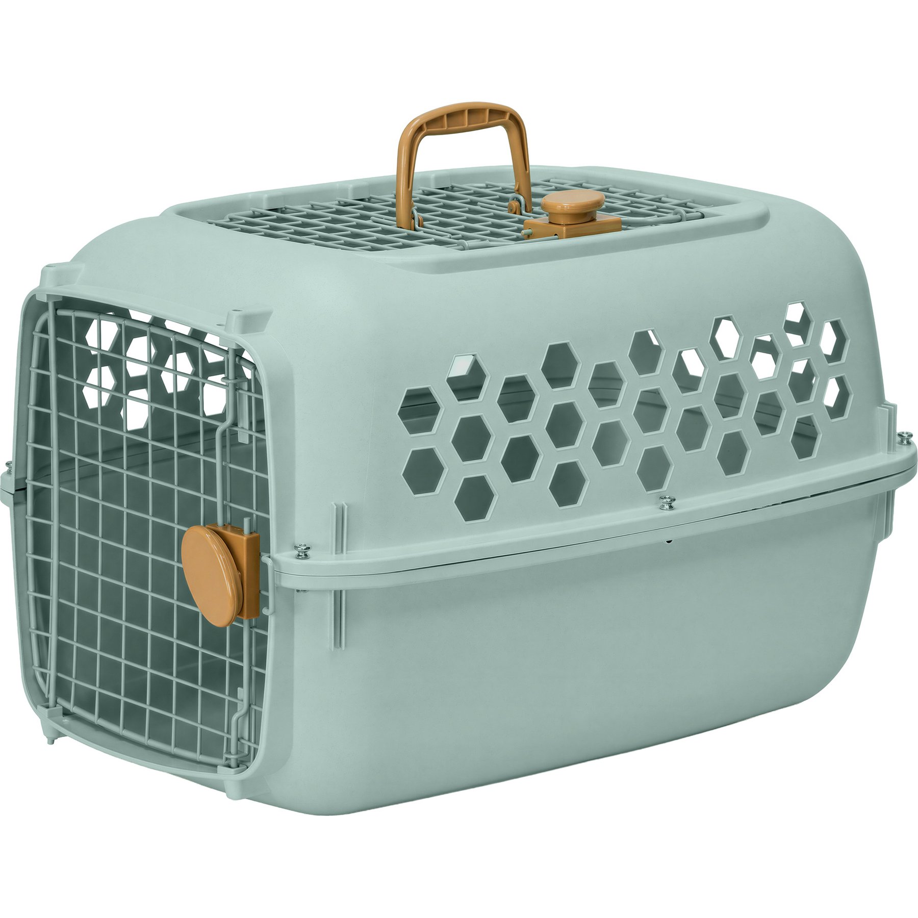 SportPet Designs Top Load Dog & Cat Travel Kennel, Sage Green, 24-in