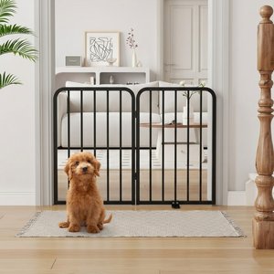WAOWAO Freestanding Foldable Dog Gate, Black, 40 x 33-in
