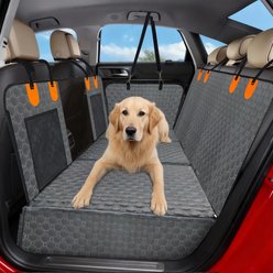 BingoPaw Quilted Water Resistant Hammock Dog & Cat Car Seat Cover & Travel Bag, Black