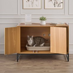 Bencmate Washroom End Table Cat House & Litter Box Enclosure, Brown, Brown