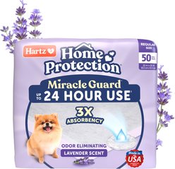 Hartz Miracle Guard Lavender Scented Max Absorbency Odor Eliminating Dog Pads, Regular, 50 count