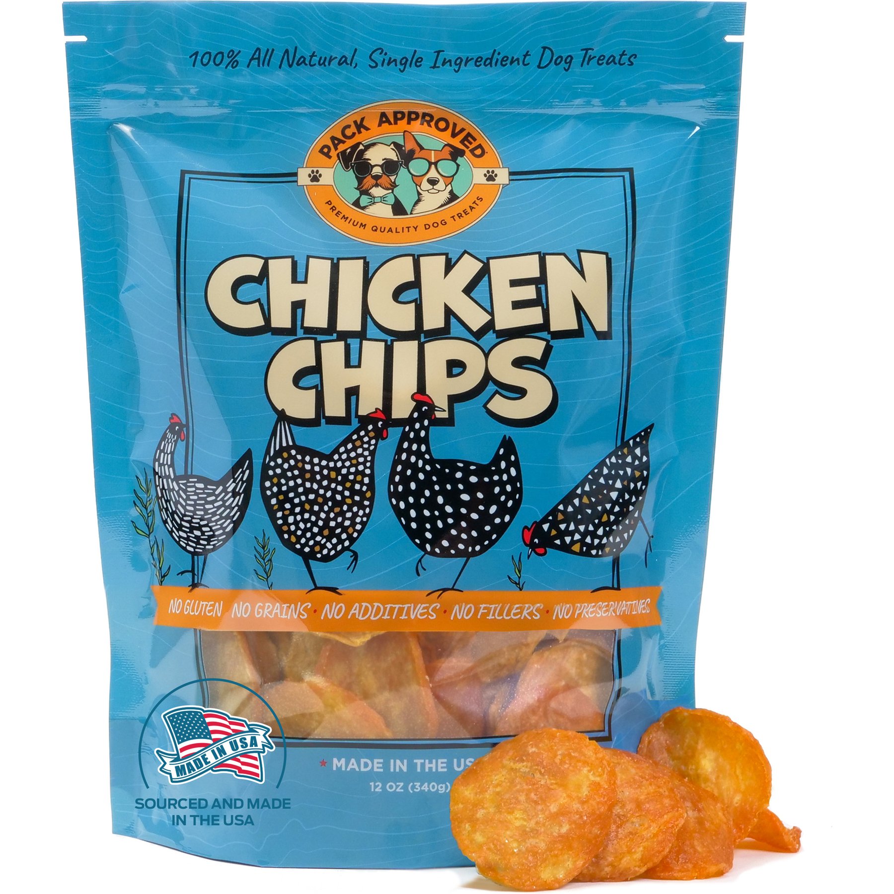 Pack Approved Chicken Chips Dehydrated Dog Treats, 12-oz bag