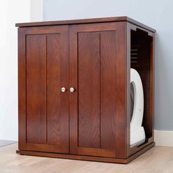 The Refined Feline Self Cleaning Cat Litter Box Cabinet, Shaker Door, Mahogany