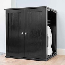 The Refined Feline Self Cleaning Cat Litter Box Cabinet, Cottage Door, Espresso