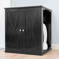 The Refined Feline Self Cleaning Cat Litter Box Cabinet, Farmhouse Door, Espresso