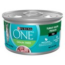 Purina ONE Turkey Recipe Pate Grain-Free Natural High Protein Canned Cat Food, 3-oz can, case of 24