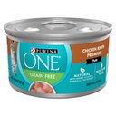 Purina ONE Chicken Recipe Pate Natural Grain-Free Canned Cat Food, 3-oz, case of 24