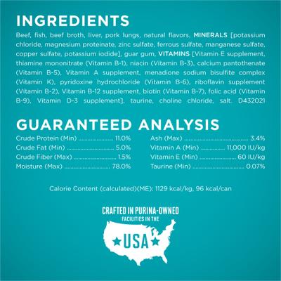Show full view: Purina ONE Beef Recipe Pate Grain-Free Natural High Protein Canned Cat Food, 3-oz, case of 24 slide 7 of 12