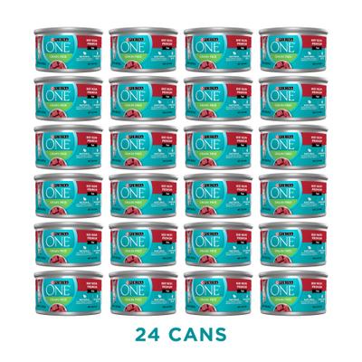 Show full view: Purina ONE Beef Recipe Pate Grain-Free Natural High Protein Canned Cat Food, 3-oz, case of 24 slide 3 of 12