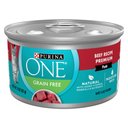 Purina ONE Beef Recipe Pate Grain-Free Natural High Protein Canned Cat Food, 3-oz, case of 24