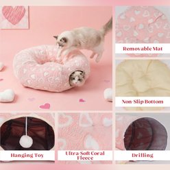 Happy & Polly Orthopedic Bolster Circle Tunnel Cat Bed, Pink slide 2 of 9