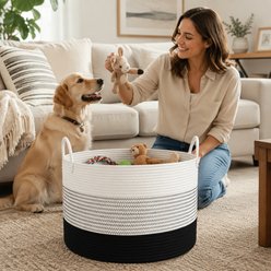 HOMAGICO Cotton Rope Basket Dog & Cat Toy Storage, X-Large: 22 x 13-in, Black slide 2 of 6